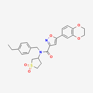 molecular formula C25H26N2O6S B11365739 5-(2,3-dihydro-1,4-benzodioxin-6-yl)-N-(1,1-dioxidotetrahydrothiophen-3-yl)-N-(4-ethylbenzyl)-1,2-oxazole-3-carboxamide 