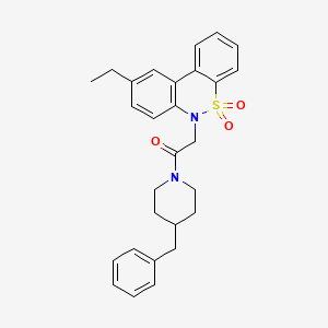 molecular formula C28H30N2O3S B11365762 1-(4-Benzyl-1-piperidinyl)-2-(9-ethyl-5,5-dioxido-6H-dibenzo[C,E][1,2]thiazin-6-YL)ethanone 