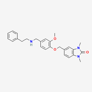 molecular formula C26H29N3O3 B11365789 5-[(2-methoxy-4-{[(2-phenylethyl)amino]methyl}phenoxy)methyl]-1,3-dimethyl-1,3-dihydro-2H-benzimidazol-2-one 