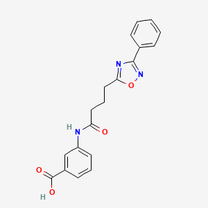 molecular formula C19H17N3O4 B11365797 3-{[4-(3-Phenyl-1,2,4-oxadiazol-5-yl)butanoyl]amino}benzoic acid 