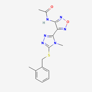 molecular formula C15H16N6O2S B11365799 N-(4-{4-methyl-5-[(2-methylbenzyl)sulfanyl]-4H-1,2,4-triazol-3-yl}-1,2,5-oxadiazol-3-yl)acetamide 