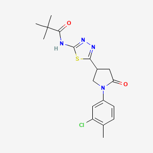 N-{5-[1-(3-chloro-4-methylphenyl)-5-oxopyrrolidin-3-yl]-1,3,4-thiadiazol-2-yl}-2,2-dimethylpropanamide