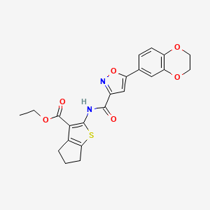 molecular formula C22H20N2O6S B11365829 ethyl 2-({[5-(2,3-dihydro-1,4-benzodioxin-6-yl)-1,2-oxazol-3-yl]carbonyl}amino)-5,6-dihydro-4H-cyclopenta[b]thiophene-3-carboxylate 