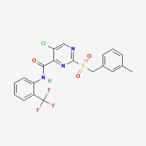 molecular formula C20H15ClF3N3O3S B11365862 5-chloro-2-[(3-methylbenzyl)sulfonyl]-N-[2-(trifluoromethyl)phenyl]pyrimidine-4-carboxamide 