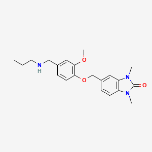 molecular formula C21H27N3O3 B11365886 5-({2-methoxy-4-[(propylamino)methyl]phenoxy}methyl)-1,3-dimethyl-1,3-dihydro-2H-benzimidazol-2-one 