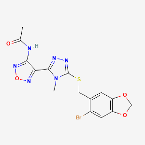 N-[4-(5-{[(6-bromo-1,3-benzodioxol-5-yl)methyl]sulfanyl}-4-methyl-4H-1,2,4-triazol-3-yl)-1,2,5-oxadiazol-3-yl]acetamide