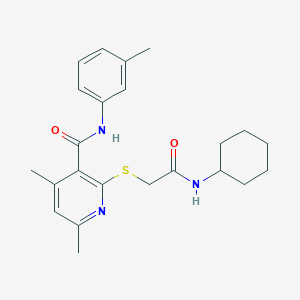 molecular formula C23H29N3O2S B11365931 2-{[2-(cyclohexylamino)-2-oxoethyl]sulfanyl}-4,6-dimethyl-N-(3-methylphenyl)pyridine-3-carboxamide 