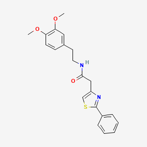 molecular formula C21H22N2O3S B11365934 N-[2-(3,4-dimethoxyphenyl)ethyl]-2-(2-phenyl-1,3-thiazol-4-yl)acetamide 