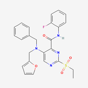 molecular formula C25H23FN4O4S B11365960 5-[benzyl(furan-2-ylmethyl)amino]-2-(ethylsulfonyl)-N-(2-fluorophenyl)pyrimidine-4-carboxamide 