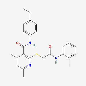 molecular formula C25H27N3O2S B11365986 N-(4-ethylphenyl)-4,6-dimethyl-2-({2-[(2-methylphenyl)amino]-2-oxoethyl}sulfanyl)pyridine-3-carboxamide 