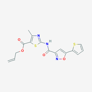 molecular formula C16H13N3O4S2 B11366028 Prop-2-en-1-yl 4-methyl-2-({[5-(thiophen-2-yl)-1,2-oxazol-3-yl]carbonyl}amino)-1,3-thiazole-5-carboxylate 