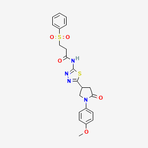 N-{5-[1-(4-methoxyphenyl)-5-oxopyrrolidin-3-yl]-1,3,4-thiadiazol-2-yl}-3-(phenylsulfonyl)propanamide