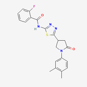 N-{5-[1-(3,4-dimethylphenyl)-5-oxopyrrolidin-3-yl]-1,3,4-thiadiazol-2-yl}-2-fluorobenzamide