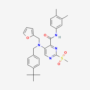 molecular formula C30H34N4O4S B11366200 5-[(4-tert-butylbenzyl)(furan-2-ylmethyl)amino]-N-(3,4-dimethylphenyl)-2-(methylsulfonyl)pyrimidine-4-carboxamide 