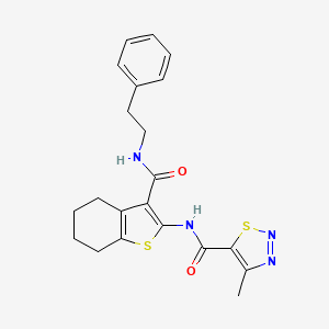 molecular formula C21H22N4O2S2 B11366255 4-methyl-N-{3-[(2-phenylethyl)carbamoyl]-4,5,6,7-tetrahydro-1-benzothiophen-2-yl}-1,2,3-thiadiazole-5-carboxamide 