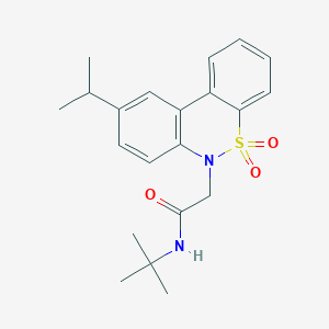 molecular formula C21H26N2O3S B11366277 2-(9-Isopropyl-5,5-dioxido-6H-dibenzo[C,E][1,2]thiazin-6-YL)-N-(2-methyl-2-propanyl)acetamide 