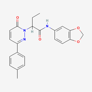 molecular formula C22H21N3O4 B11366297 N-(1,3-benzodioxol-5-yl)-2-[3-(4-methylphenyl)-6-oxopyridazin-1(6H)-yl]butanamide 