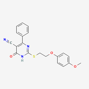 2-{[2-(4-Methoxyphenoxy)ethyl]sulfanyl}-6-oxo-4-phenyl-1,6-dihydropyrimidine-5-carbonitrile