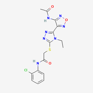 molecular formula C16H16ClN7O3S B11366336 2-({5-[4-(acetylamino)-1,2,5-oxadiazol-3-yl]-4-ethyl-4H-1,2,4-triazol-3-yl}sulfanyl)-N-(2-chlorophenyl)acetamide 