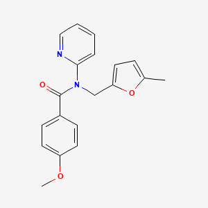 molecular formula C19H18N2O3 B11366349 4-methoxy-N-[(5-methylfuran-2-yl)methyl]-N-(pyridin-2-yl)benzamide 