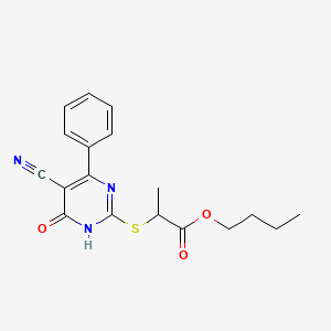 Butyl 2-[(5-cyano-6-oxo-4-phenyl-1,6-dihydropyrimidin-2-YL)sulfanyl]propanoate