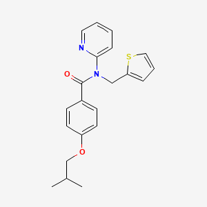 molecular formula C21H22N2O2S B11366453 4-(2-methylpropoxy)-N-(pyridin-2-yl)-N-(thiophen-2-ylmethyl)benzamide 