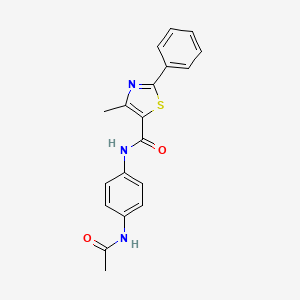 molecular formula C19H17N3O2S B11366468 N-(4-acetamidophenyl)-4-methyl-2-phenyl-1,3-thiazole-5-carboxamide CAS No. 892363-30-3