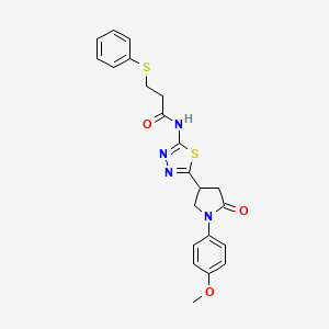 N-{5-[1-(4-methoxyphenyl)-5-oxopyrrolidin-3-yl]-1,3,4-thiadiazol-2-yl}-3-(phenylsulfanyl)propanamide