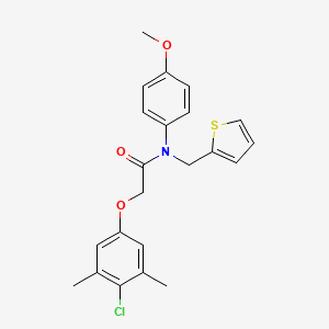 molecular formula C22H22ClNO3S B11366486 2-(4-chloro-3,5-dimethylphenoxy)-N-(4-methoxyphenyl)-N-(thiophen-2-ylmethyl)acetamide 