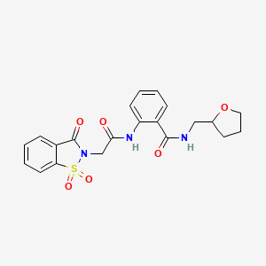 2-{[(1,1-dioxido-3-oxo-1,2-benzothiazol-2(3H)-yl)acetyl]amino}-N-(tetrahydrofuran-2-ylmethyl)benzamide