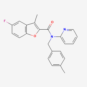 molecular formula C23H19FN2O2 B11366530 5-fluoro-3-methyl-N-(4-methylbenzyl)-N-(pyridin-2-yl)-1-benzofuran-2-carboxamide 