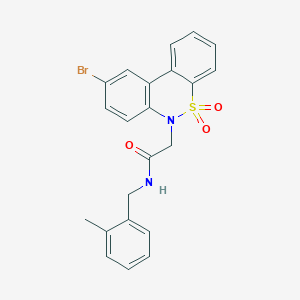 molecular formula C22H19BrN2O3S B11366573 2-(9-bromo-5,5-dioxido-6H-dibenzo[c,e][1,2]thiazin-6-yl)-N-(2-methylbenzyl)acetamide 