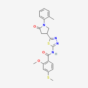 2-methoxy-N-{5-[1-(2-methylphenyl)-5-oxopyrrolidin-3-yl]-1,3,4-thiadiazol-2-yl}-4-(methylsulfanyl)benzamide