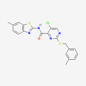 5-chloro-N-(6-methyl-1,3-benzothiazol-2-yl)-2-[(3-methylbenzyl)sulfanyl]pyrimidine-4-carboxamide