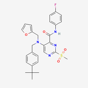 molecular formula C28H29FN4O4S B11366661 5-[(4-tert-butylbenzyl)(furan-2-ylmethyl)amino]-N-(4-fluorophenyl)-2-(methylsulfonyl)pyrimidine-4-carboxamide 