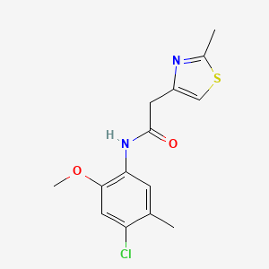 molecular formula C14H15ClN2O2S B11366698 N-(4-chloro-2-methoxy-5-methylphenyl)-2-(2-methyl-1,3-thiazol-4-yl)acetamide 