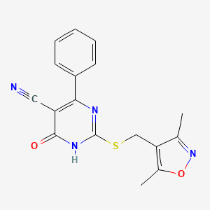 2-(((3,5-Dimethylisoxazol-4-yl)methyl)thio)-6-oxo-4-phenyl-1,6-dihydropyrimidine-5-carbonitrile