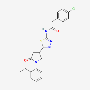 2-(4-chlorophenyl)-N-{5-[1-(2-ethylphenyl)-5-oxopyrrolidin-3-yl]-1,3,4-thiadiazol-2-yl}acetamide