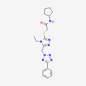 molecular formula C19H24N8OS B11366747 N-cyclopentyl-2-({4-ethyl-5-[(5-phenyl-2H-tetrazol-2-yl)methyl]-4H-1,2,4-triazol-3-yl}sulfanyl)acetamide 