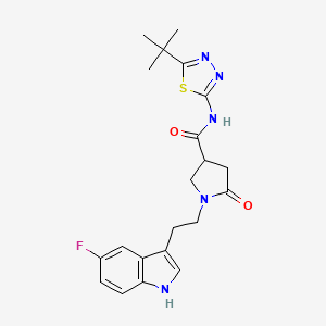 molecular formula C21H24FN5O2S B11366756 N-(5-tert-butyl-1,3,4-thiadiazol-2-yl)-1-[2-(5-fluoro-1H-indol-3-yl)ethyl]-5-oxopyrrolidine-3-carboxamide 