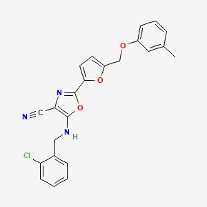 5-[(2-Chlorobenzyl)amino]-2-{5-[(3-methylphenoxy)methyl]furan-2-yl}-1,3-oxazole-4-carbonitrile