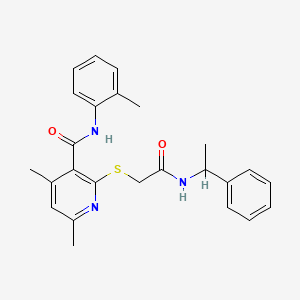 molecular formula C25H27N3O2S B11366843 4,6-dimethyl-N-(2-methylphenyl)-2-({2-oxo-2-[(1-phenylethyl)amino]ethyl}sulfanyl)pyridine-3-carboxamide 