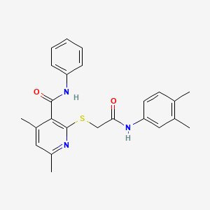 molecular formula C24H25N3O2S B11366877 2-({[(3,4-dimethylphenyl)carbamoyl]methyl}sulfanyl)-4,6-dimethyl-N-phenylpyridine-3-carboxamide 