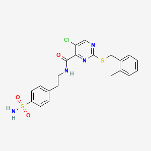 5-chloro-2-[(2-methylbenzyl)sulfanyl]-N-[2-(4-sulfamoylphenyl)ethyl]pyrimidine-4-carboxamide