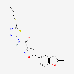 5-(2-methyl-2,3-dihydro-1-benzofuran-5-yl)-N-[5-(prop-2-en-1-ylsulfanyl)-1,3,4-thiadiazol-2-yl]-1,2-oxazole-3-carboxamide