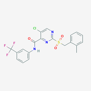 molecular formula C20H15ClF3N3O3S B11366936 5-chloro-2-[(2-methylbenzyl)sulfonyl]-N-[3-(trifluoromethyl)phenyl]pyrimidine-4-carboxamide 