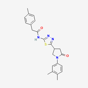 molecular formula C23H24N4O2S B11366986 N-{5-[1-(3,4-dimethylphenyl)-5-oxopyrrolidin-3-yl]-1,3,4-thiadiazol-2-yl}-2-(4-methylphenyl)acetamide 