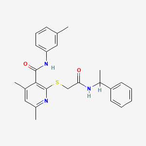 molecular formula C25H27N3O2S B11367008 4,6-dimethyl-N-(3-methylphenyl)-2-({2-oxo-2-[(1-phenylethyl)amino]ethyl}sulfanyl)pyridine-3-carboxamide 