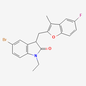 molecular formula C20H17BrFNO2 B11367016 5-bromo-1-ethyl-3-[(5-fluoro-3-methyl-1-benzofuran-2-yl)methyl]-1,3-dihydro-2H-indol-2-one 