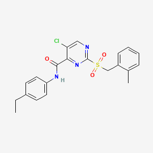 molecular formula C21H20ClN3O3S B11367039 5-chloro-N-(4-ethylphenyl)-2-[(2-methylbenzyl)sulfonyl]pyrimidine-4-carboxamide 